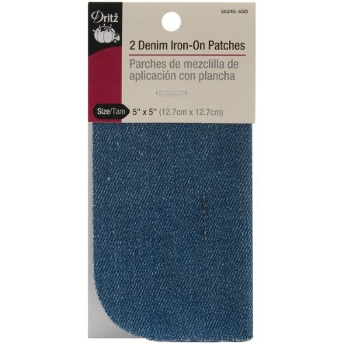 Dritz Dritz 5524059D Patches IronOn Denim Faded Blue 5 x 5Inch 2Count