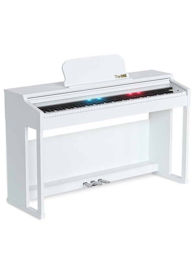 THE ONE Digital Piano with Lighted-up Teaching Keys, Piano Keyboard 88 Keys with Hammer Action for Beginner/Professional, Full Size Weighted Keyboard with Piano Stand/3-Pedal Unit/APP, White - Image 1