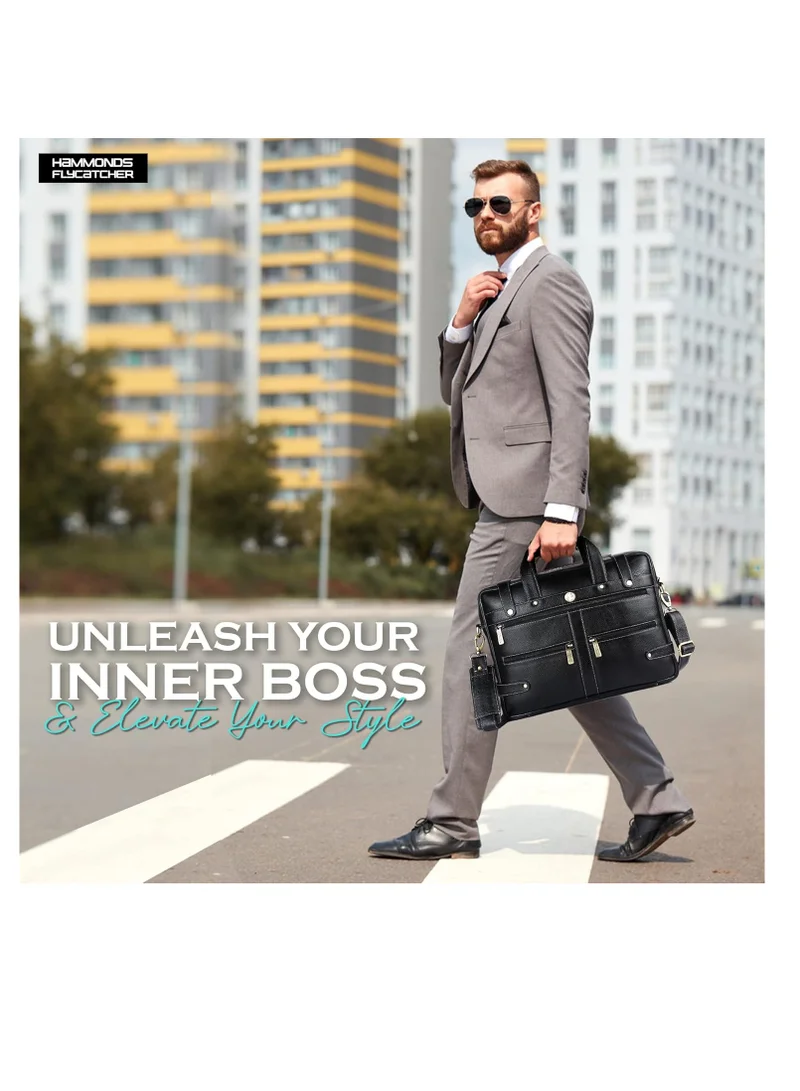Hammonds Flycatcher  Leather 15.6 inch Laptop Messenger Bag (Black) LB110BL(N) | YNHK  | Best Price UAE
