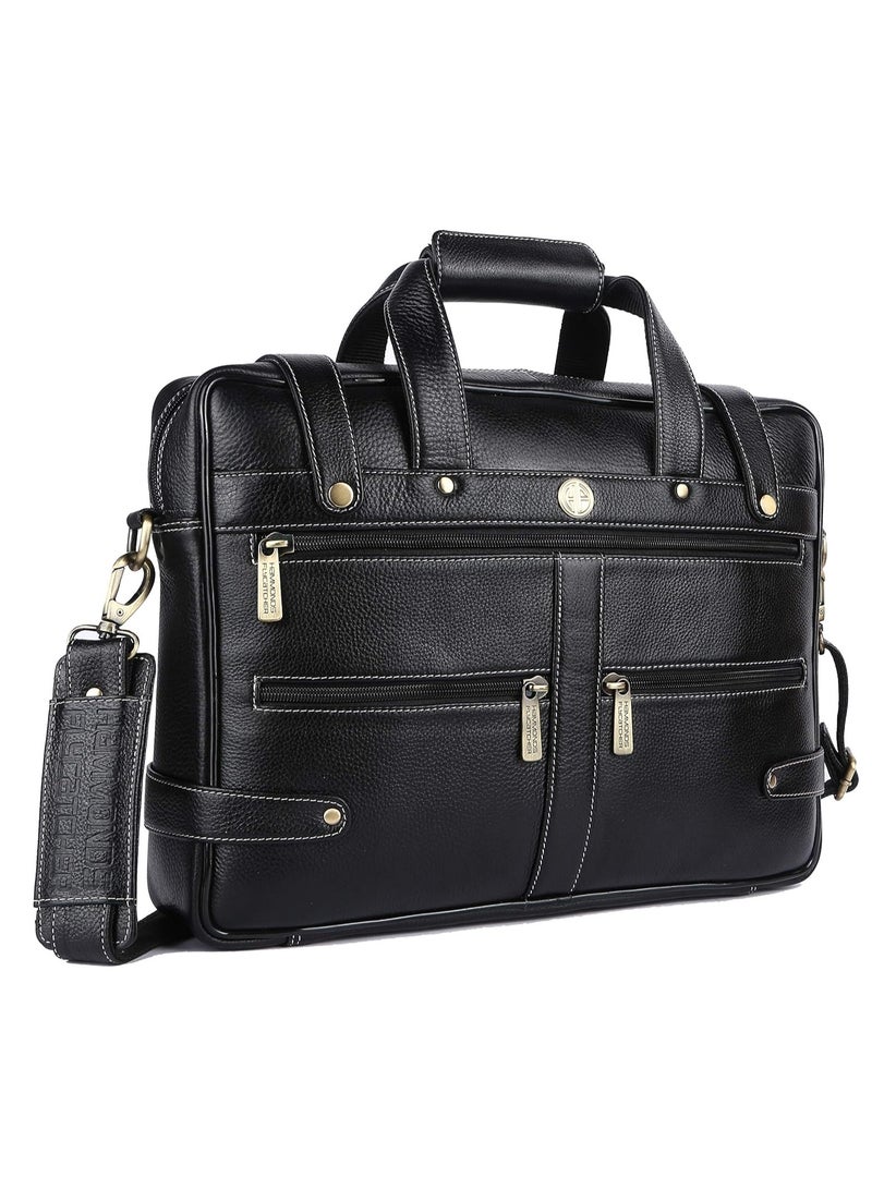  هاموندز فلاي كاتشر حقيبة كمبيوتر محمول جلدية مقاس 15.6 بوصة (أسود) LB110BL(N) | YNHK - Image 1