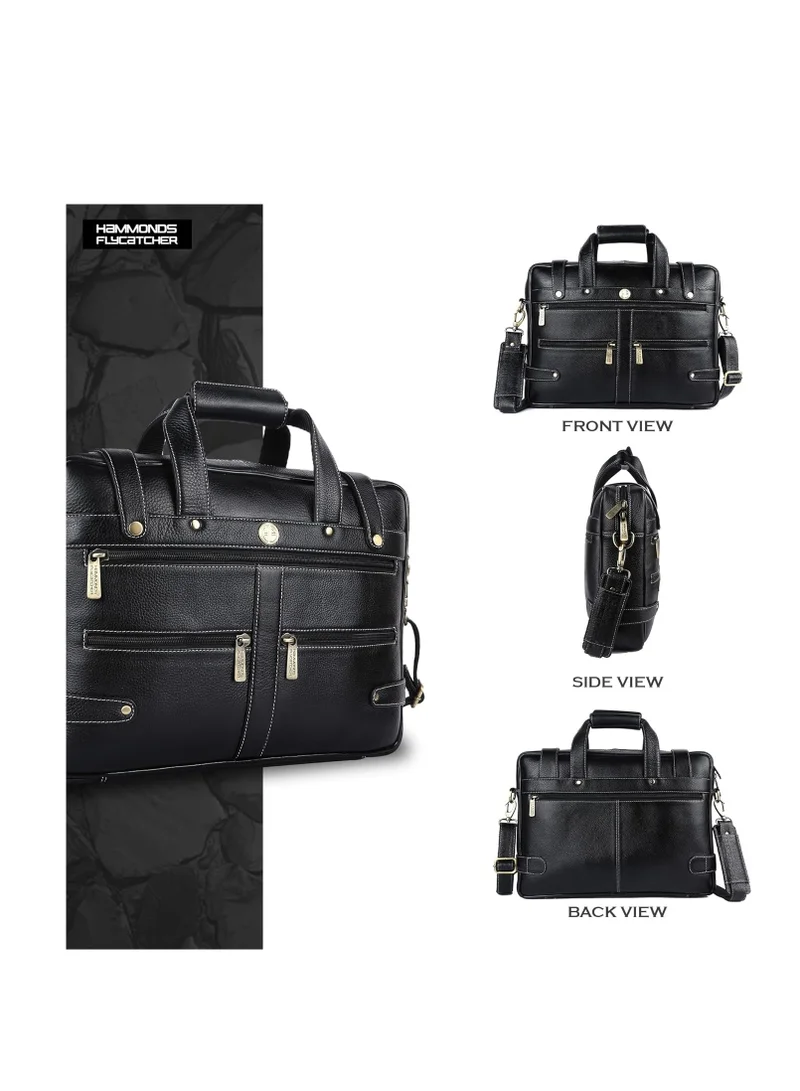 Hammonds Flycatcher  Leather 15.6 inch Laptop Messenger Bag (Black) LB110BL(N) | YNHK  | Best Price UAE