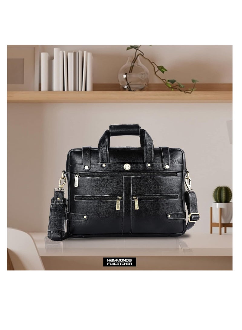  هاموندز فلاي كاتشر حقيبة كمبيوتر محمول جلدية مقاس 15.6 بوصة (أسود) LB110BL(N) | YNHK - Image 2