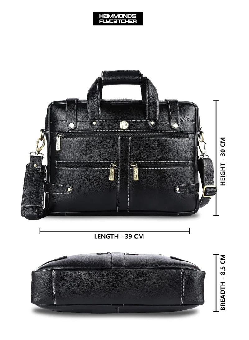 Hammonds Flycatcher  Leather 15.6 inch Laptop Messenger Bag (Black) LB110BL(N) | YNHK  | Best Price UAE