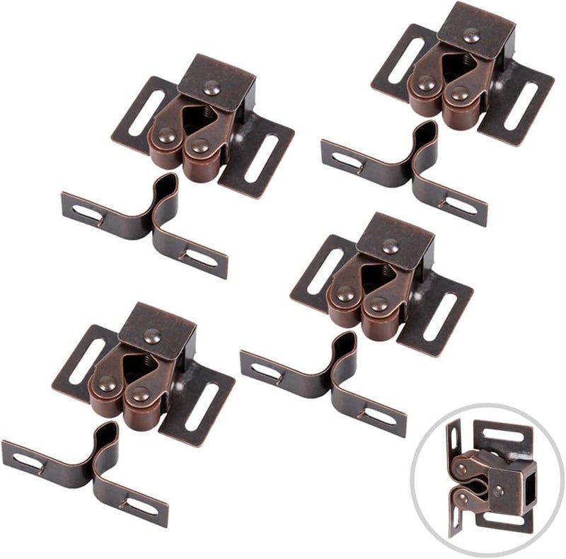 QSDT 4 Pack Cabinet Latch Double Roller Catch for Cupboard Closet Cabinet Door Latches and Catches, Bronze - Image 1