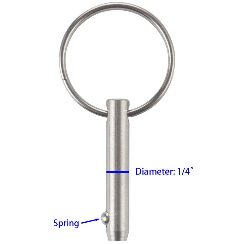 VTurboWay 2 Pcs Quick Release Pin 1/4"" Diameter  Usable Length 1""  Full 316 Stainless Steel  Bimini Top Pin  Marine Hardware  All Parts Are Made Of 316 Stainless Steel - Image 3