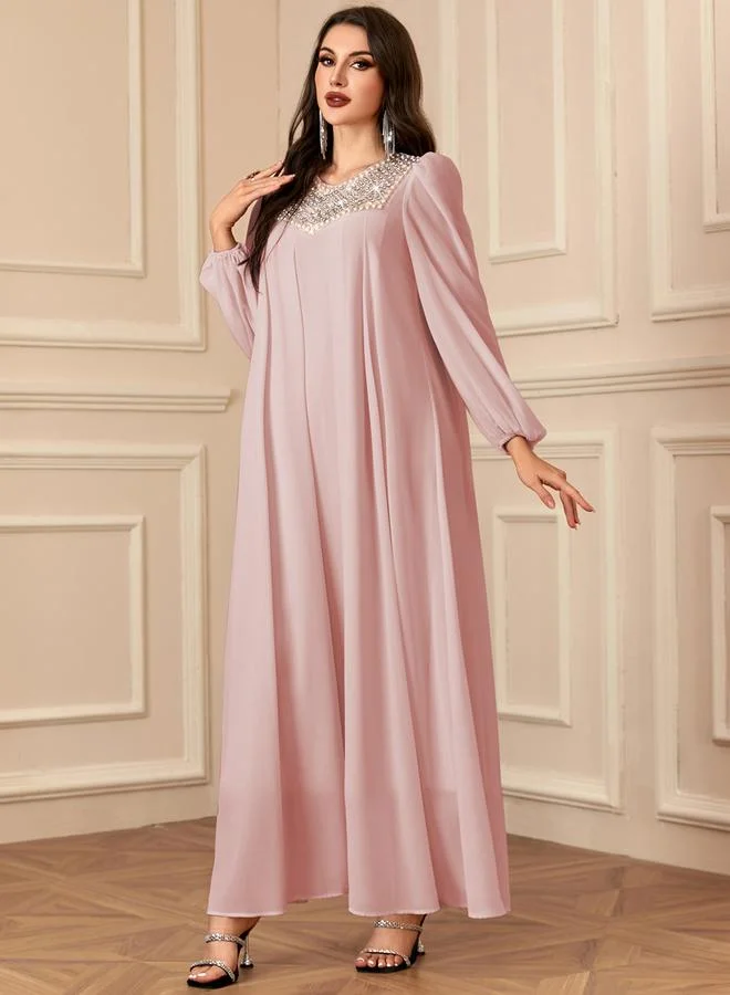 Take Two pink Pink Embellished Balloon Sleeve Maxi Dress for Women | Best Price UAE