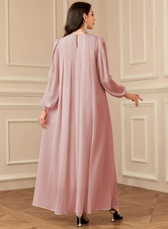 Take Two Pink Embellished Balloon Sleeve Maxi Dress