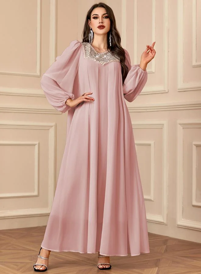 Take Two pink Pink Embellished Balloon Sleeve Maxi Dress for Women | Best Price UAE