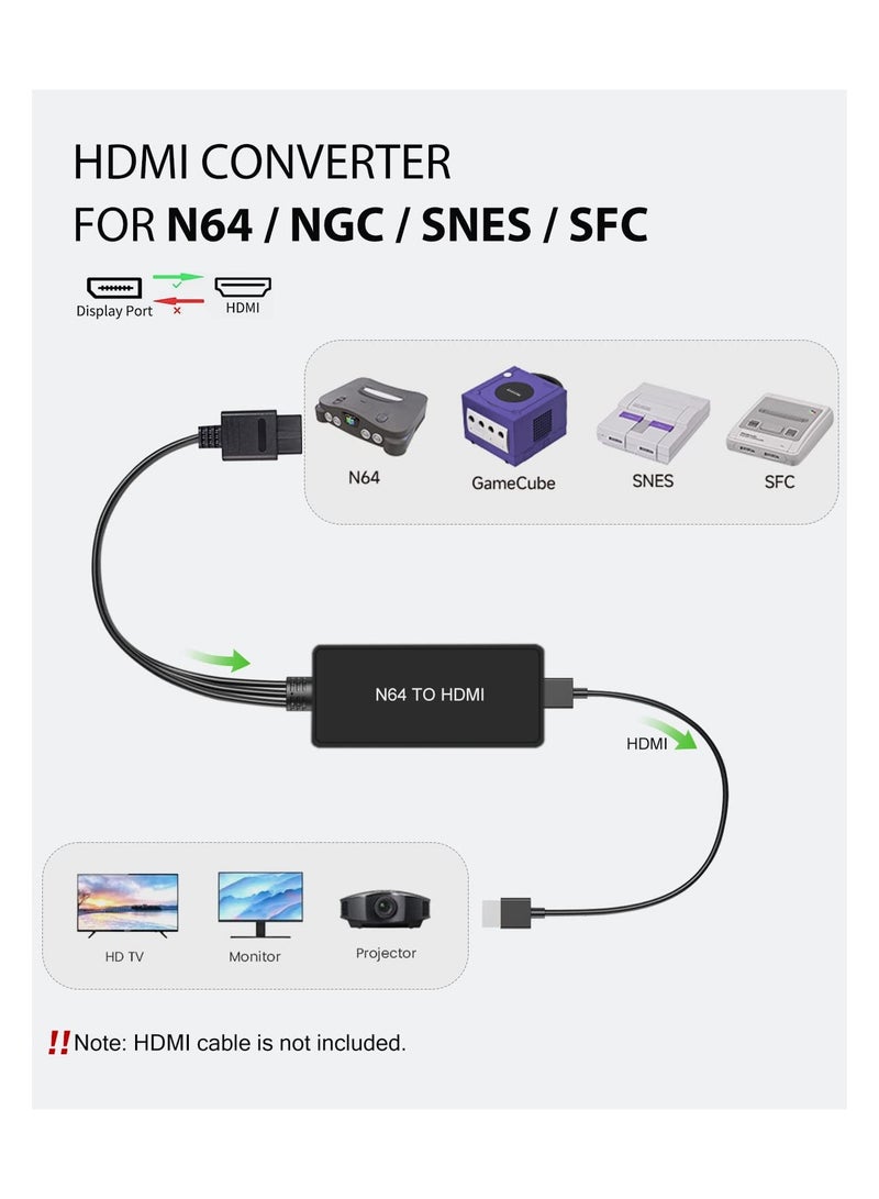 SYOSI N64 to HDMI Converter Converts, for N64, SNES, SFC, NGC Retro Game Console.Convert Nintendo64, Gamecube, SNES, SFC Signal to All HDMI Smart TV. Support 4:3 or 16:9 Switching - Image 2