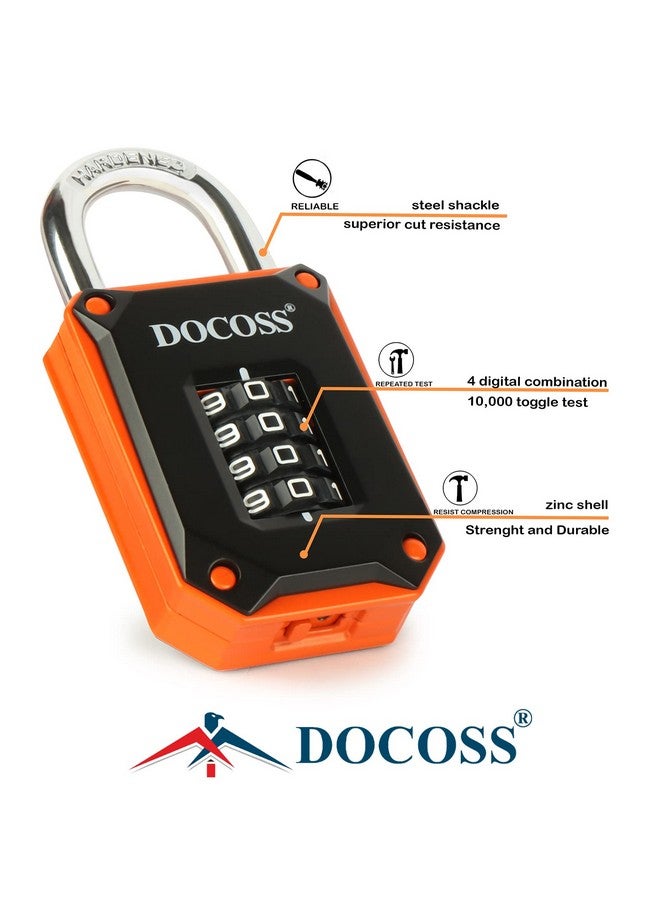 DOCOSS Zinc Strong Number Locks For Door/Combination Lock Padlock/Door Combination Lock,Pad Lock,Gate Lock, Gym Locker Lock,Locks For Main Gate (Orange Black (1 Pack)) - Image 2