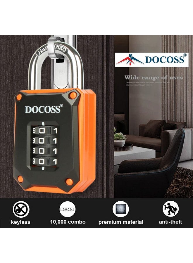 DOCOSS Zinc Strong Number Locks For Door/Combination Lock Padlock/Door Combination Lock,Pad Lock,Gate Lock, Gym Locker Lock,Locks For Main Gate (Orange Black (1 Pack)) - Image 3