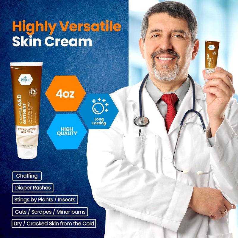 Medpride مرهم فيتامينات A و D من ميدبرايد MPR-30456، واقي جلد من طفح الحفاضات، زجاجة 4 أونصات - Image 5