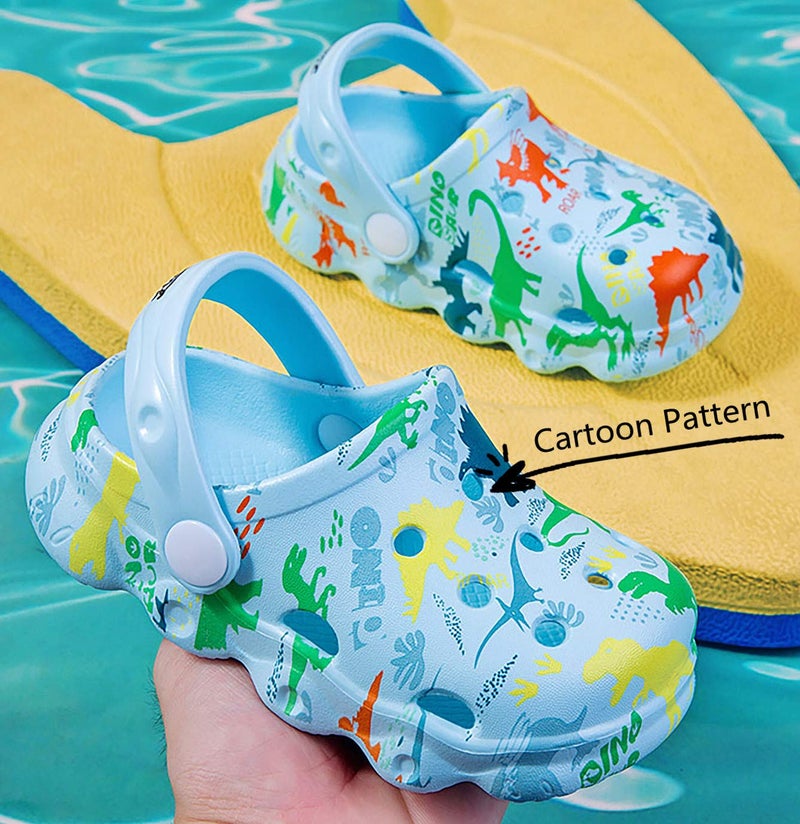 INMINPIN Kids Cute Clogs Cartoon Garden Shoes Boys Girls Slides Slippers Indoor Outdoor Children Water Shower Beach Pool Sandals,Sky Blue,7-8 Toddler,Kids - Image 5