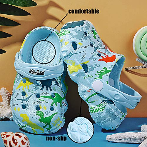 INMINPIN Kids Cute Clogs Cartoon Garden Shoes Boys Girls Slides Slippers Indoor Outdoor Children Water Shower Beach Pool Sandals,Sky Blue,7-8 Toddler,Kids - Image 4