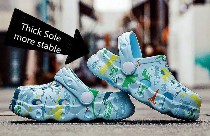 INMINPIN Kids Cute Clogs Cartoon Garden Shoes Boys Girls Slides Slippers Indoor Outdoor Children Water Shower Beach Pool Sandals,Sky Blue,7-8 Toddler,Kids - Image 3