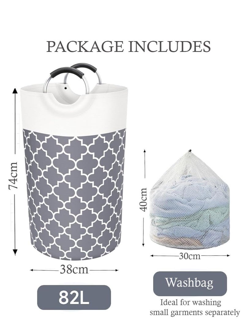 Raxoom Laundry Basket, 82L Large Laundry Bag & Mesh Washbag, Foldable Clothes Hamper with Carry Handles, Space Saving Waterproof Clothes Storage Bin, Collapsible Easy Storage Bag for Clothes & Toys - Image 2