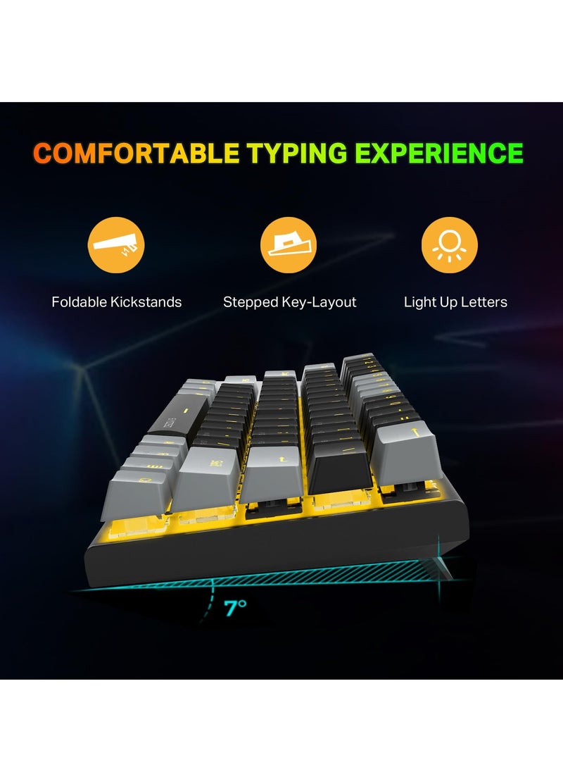 E-YOOSO - Z-11 60% Mechanical Gaming Keyboard,Blue Switch 61 Keys Wired Compact Keyboard,Yellow Backlit and Metal Panel for Windows,Mac OS-Black Grey - Image 1