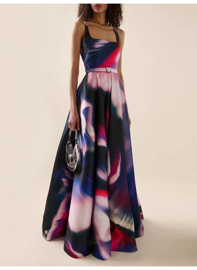 Madam Uniq Fashion Sleeveless Vest Multicolor Printed Long Dress Maxi Gown