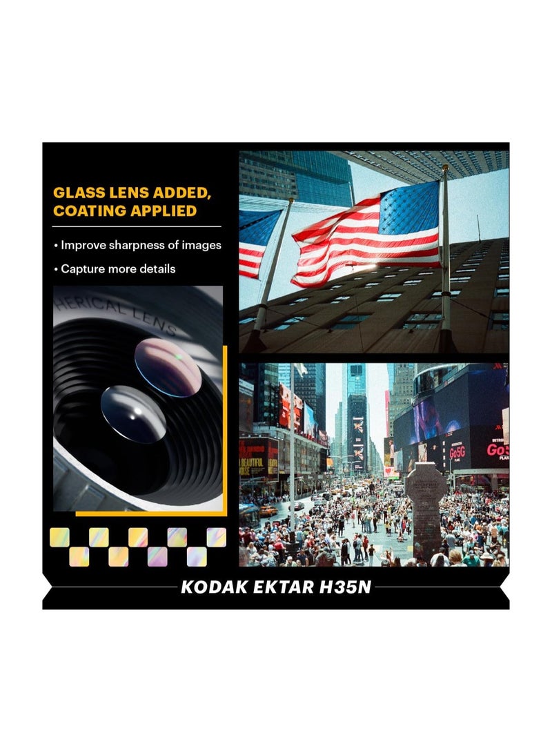 Kodak Co KODAK EKTAR H35N Half Frame Film Camera, 35mm, Reusable, Focus-Free, Bulb Function, Built-in Star Filter, Coated Improved Lens (Film & AAA Battery are not Included) (Striped Green) - Image 2