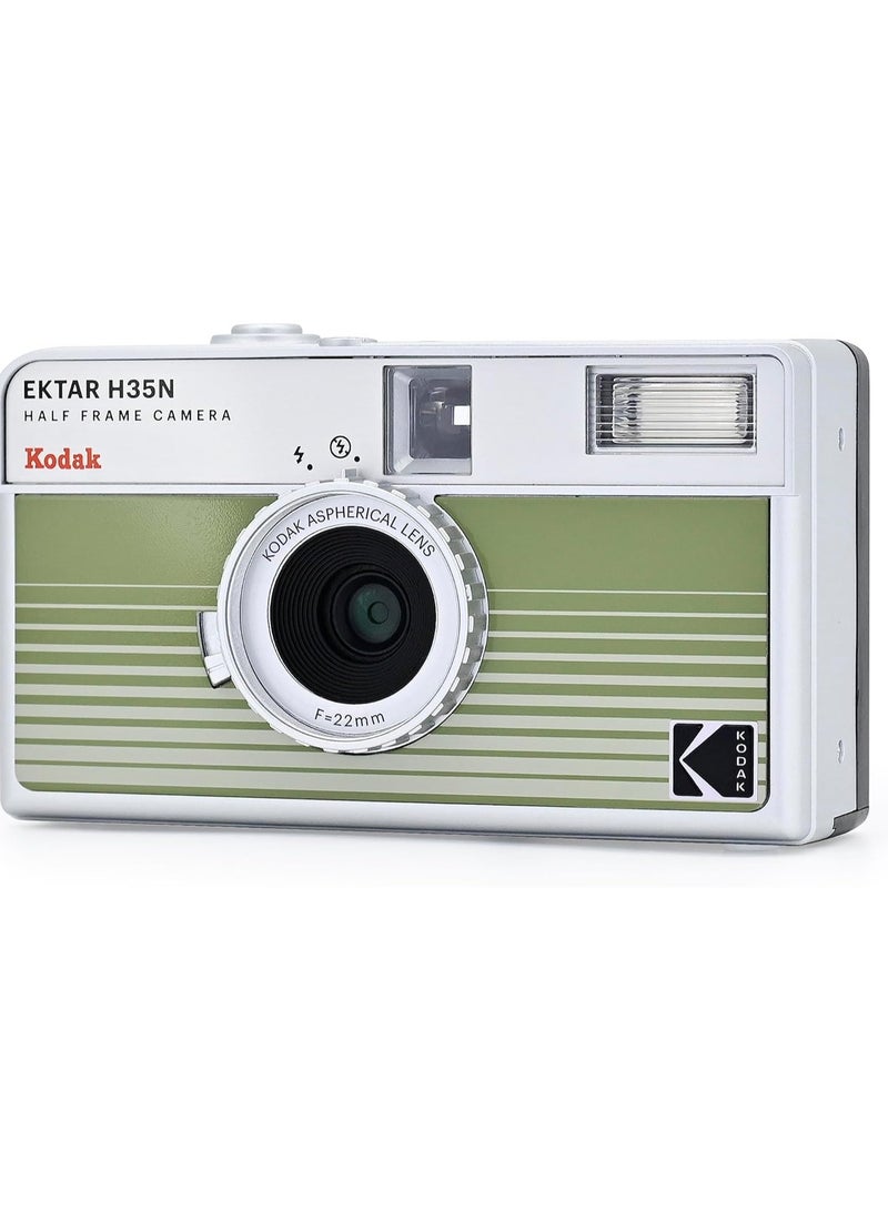 Kodak Co KODAK EKTAR H35N Half Frame Film Camera, 35mm, Reusable, Focus-Free, Bulb Function, Built-in Star Filter, Coated Improved Lens (Film & AAA Battery are not Included) (Striped Green) - Image 3