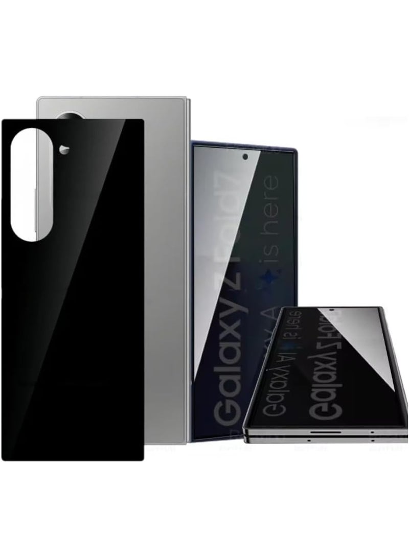 Muzz 2in 1 Pack Samsung Galaxy Z Fold 7 Privacy Screen Protector, 9H Tempered Glass, Front and Rear Protection, 2-Pack, Black - Image 3