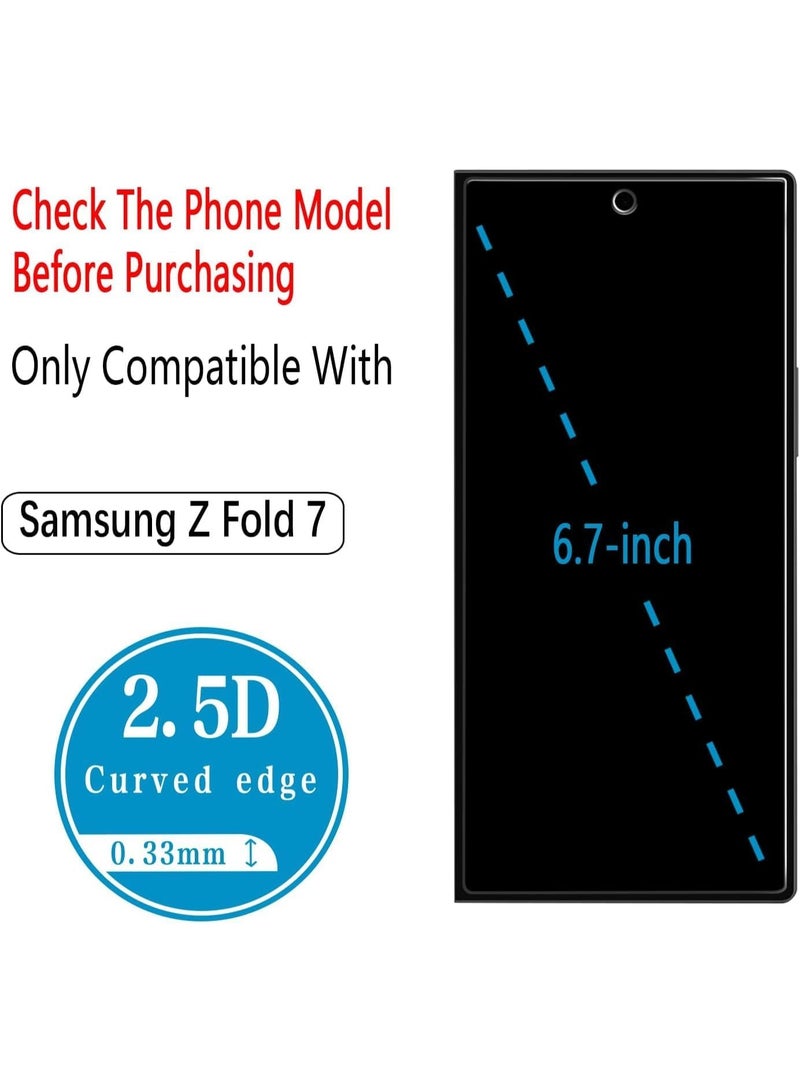 Muzz 2in 1 Pack Samsung Galaxy Z Fold 7 Privacy Screen Protector, 9H Tempered Glass, Front and Rear Protection, 2-Pack, Black - Image 4