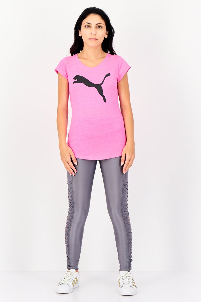 PUMA تي شيرت تدريب قصير الأكمام للنساء، وردي مائل إلى الرمادي - Image 3