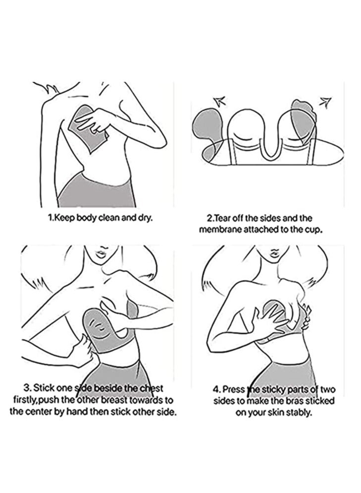 SOLARAE Push Up Plunge, 1 Pcs Strapless Sticky Adhesive Bra, Women Strapless Deep U-Shaped Silicone Bra, Invisible Backless Reusable Magic Bra (D-Cup- Apricot) - Image 3