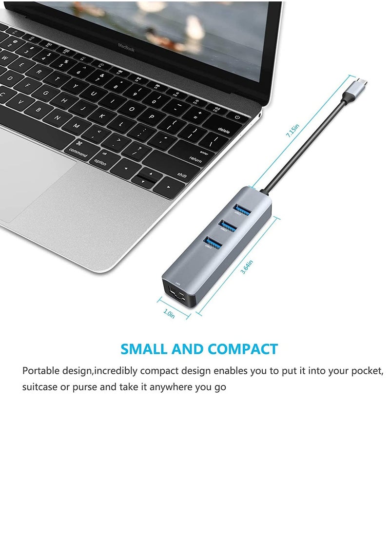 Generic - USB C to Ethernet Adapter RJ45 to USB C Thunderbolt 3 Type-C Gigabit Ethernet LAN Network Adapter, Compatible for MacBook Pro 2021 2020 2019 2018 2017 MacBook Air Dell XPS and More - Image 1