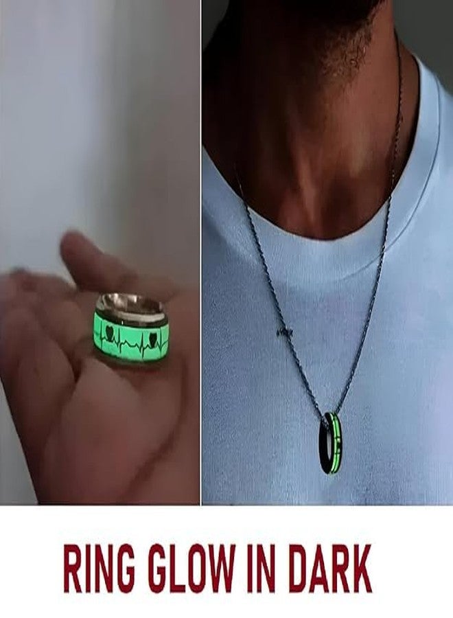 BEAUTIVIA Men's Jewellery Chain Radium Ring (Glow in the Dark) Stainless Steel Pendant Locket, Trending Style for Men & Boys - Image 3