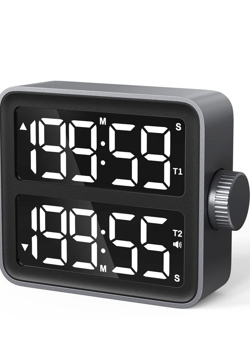 Y&D - Dual Kitchen Timer with LED Display Channel Countdown Stop Watch for Cooking Schools and Classrooms Magnetic Digital - Image 1