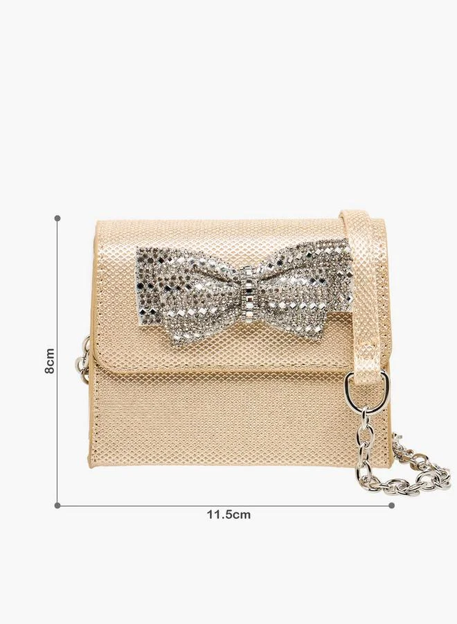Flora Bella By Shoexpress Embellished Bow Crossbody Bag with Chain Strap
