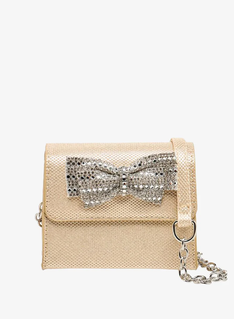 Flora Bella By Shoexpress Embellished Bow Crossbody Bag with Chain Strap