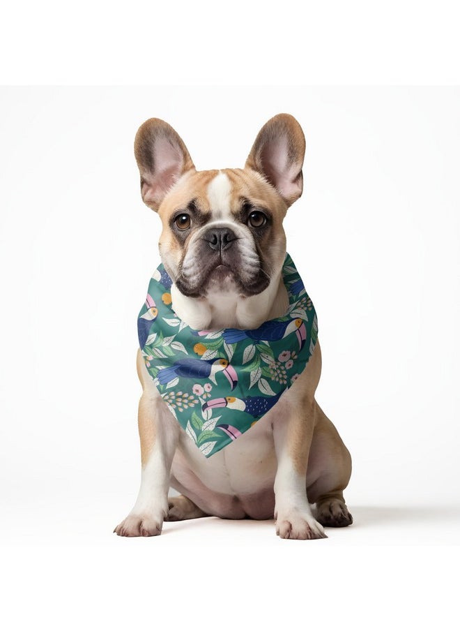 W - Brings Toucan & Orange Dog Bandana/Dog Scarf | This Beautiful Gorgeous Design Dog Bandana Scarf Is Perfect Styling Accessory For Dogs Large, Medium & Small. One Size Fits All. - Image 1