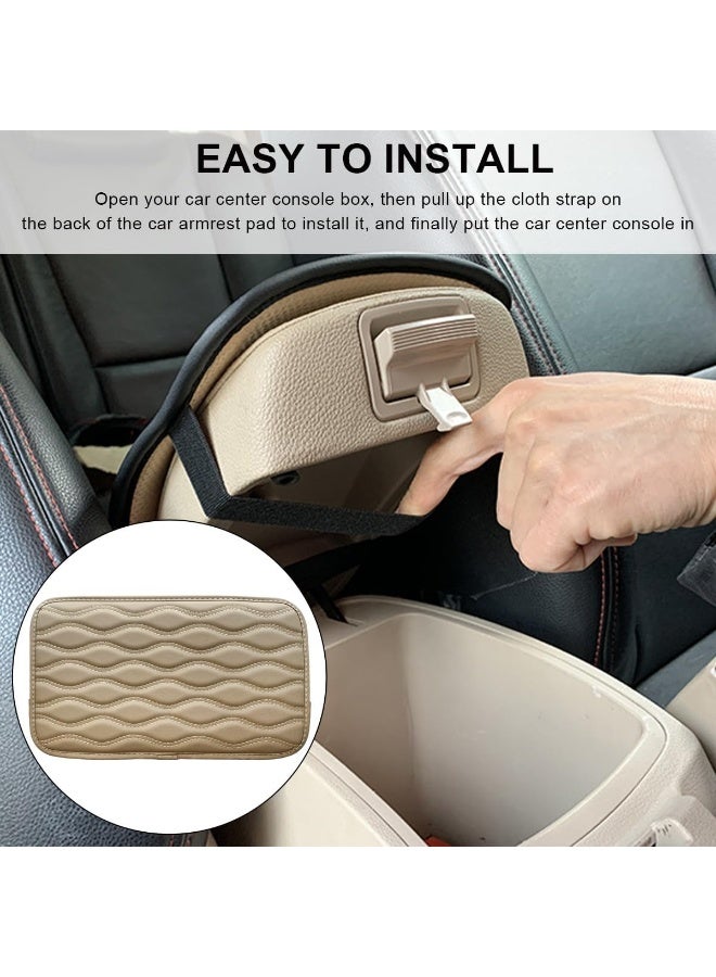 فاييت غطاء وحدة التحكم المركزية للسيارة عالمي، وسادة مسند ذراع من جلد البولي يوريثان المقاوم للماء، واقي صندوق المقعد المريح، ملحق داخلي للسيارة وسيارات الدفع الرباعي والشاحنات (بيج) - Image 5