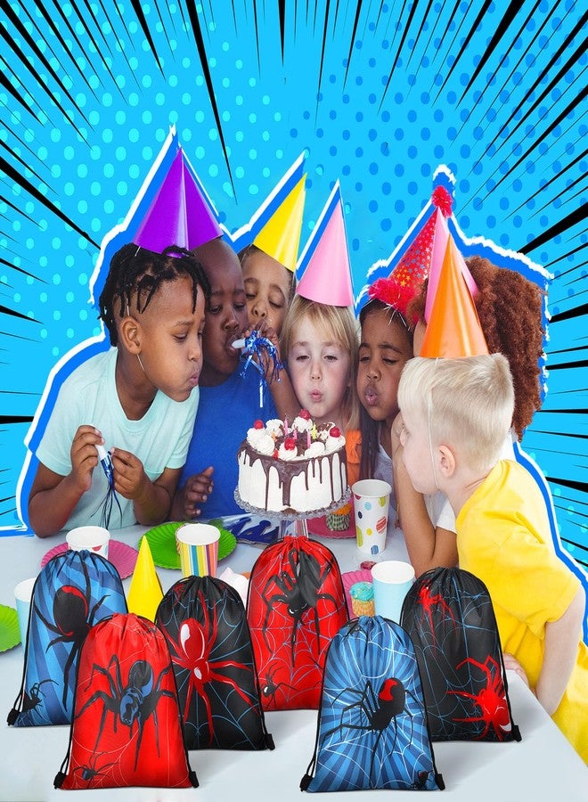 Lothee 32 Pieces Spider Party Favors Halloween Spiderweb Themed Birthday Party Decoration Drawstring Bags Goodie Bags Backpack with Rubber Bracelets Wristlet Keychain for Birthday Supplies(Spiderweb) - Image 2