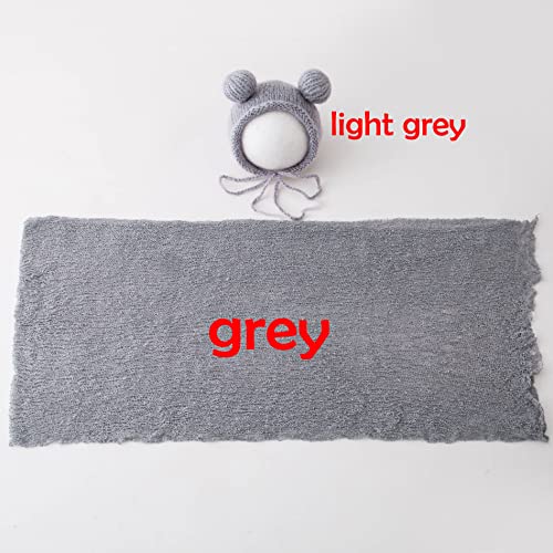 Vemonllas Newborn Baby Photography Props Outfits Hat Long Ripple Wrap Set for Boys Girls Photography (Light Gray) - Image 3