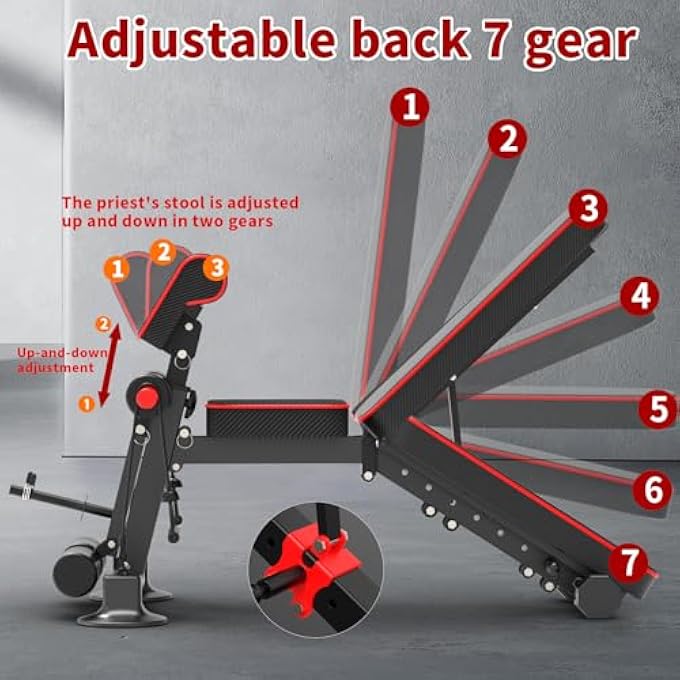 rayihni Adjustable Weight Bench,Utility Workout Bench Foldable Incline Decline Benches For Home Gym Full Body Workout,Load 600Lbs - Image 4