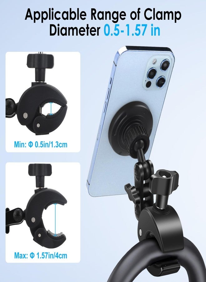 EEEKit Magnetic Bike Phone Handlebar Mount with 5.12' Extension Arm, Clamp Holder for Treadmill, Gym, Fitness Equipment and Dia 0.5-1.57" Rod, Compatible with iPhone and Smartphones - Image 2