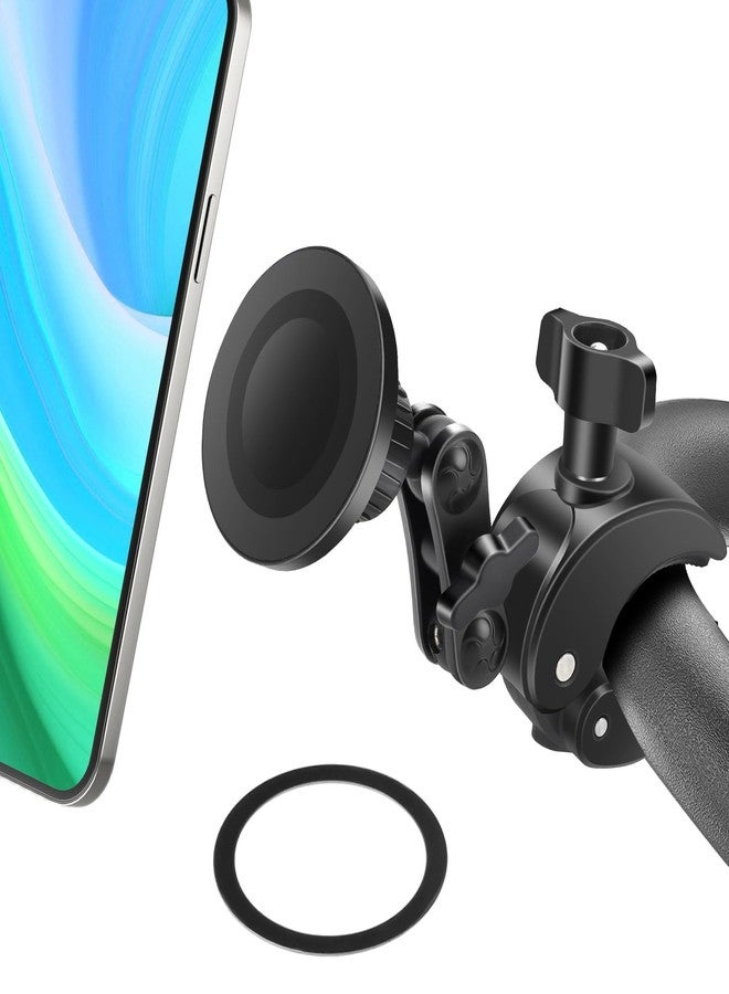 EEEKit Magnetic Bike Phone Handlebar Mount with 5.12' Extension Arm, Clamp Holder for Treadmill, Gym, Fitness Equipment and Dia 0.5-1.57" Rod, Compatible with iPhone and Smartphones - Image 1