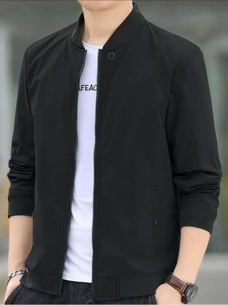 Celary Men's Bomber Jacket | Fancy Collar|| Lightweight Casual Zip-Up Jacket | Stylish Slim Fit Outerwear for All Seasons - Image 3
