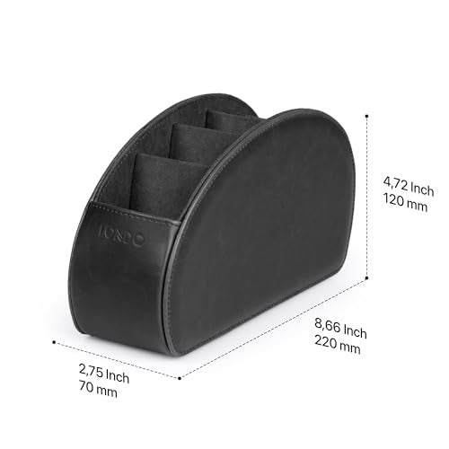 Londo Remote Control Holder with 5 Pockets - Store DVD, Blu-Ray, TV, Roku or Apple TV Remotes - PU Leather with Suede Lining - Slim, Compact Living or Bedroom Storage - Image 5