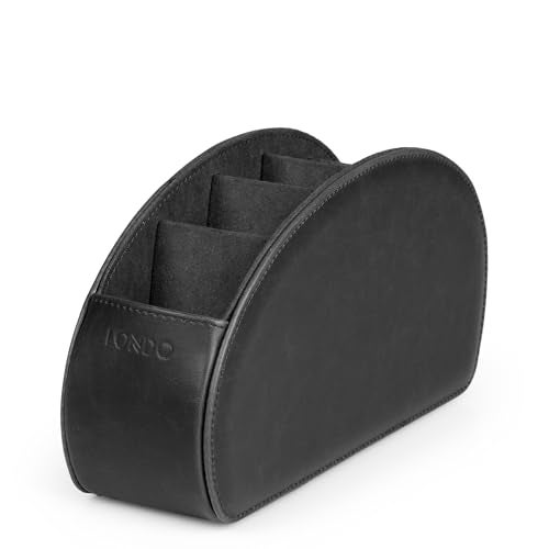 Londo Remote Control Holder with 5 Pockets - Store DVD, Blu-Ray, TV, Roku or Apple TV Remotes - PU Leather with Suede Lining - Slim, Compact Living or Bedroom Storage - Image 1