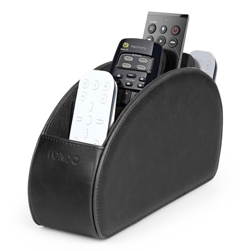 Londo Remote Control Holder with 5 Pockets - Store DVD, Blu-Ray, TV, Roku or Apple TV Remotes - PU Leather with Suede Lining - Slim, Compact Living or Bedroom Storage - Image 3