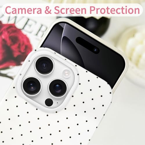Hython for iPhone 16 Pro Case Cute Polka Dot Aesthetic Design Simple Cover 6.3", Thin Slim Anti-Scratch Soft TPU Bumper Shockproof Rubber Protective Phone Cases for Women Girls Girly Boys, White - Image 3