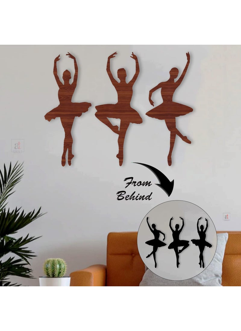 Art Street Dancing Lady Trio 2 in 1 MDF Plaque Cutout Ready to Hang for Home Office Wall Art Decor, Wall Art Hanging Decorative Item, Home Decoration by Art Street (Size -12 x 17 Inches  - Image 1