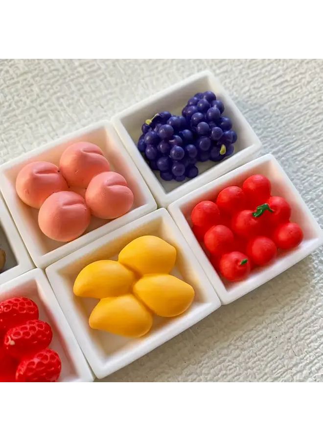 Resin Mini Fruit Bowl Set Orange Mango Strawberry Peach Grape Kiwi Raspberry Desktop Decor - Image 5