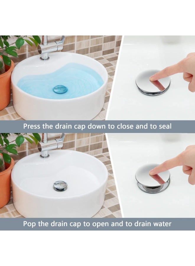 European-Style All-Copper Pop-Up Drain Head – 40mm Full Thread Brass Waste Coupling for Glass, Tabletop & Under-Counter Wash Basins, Chrome Plated with Large Cover - Image 3