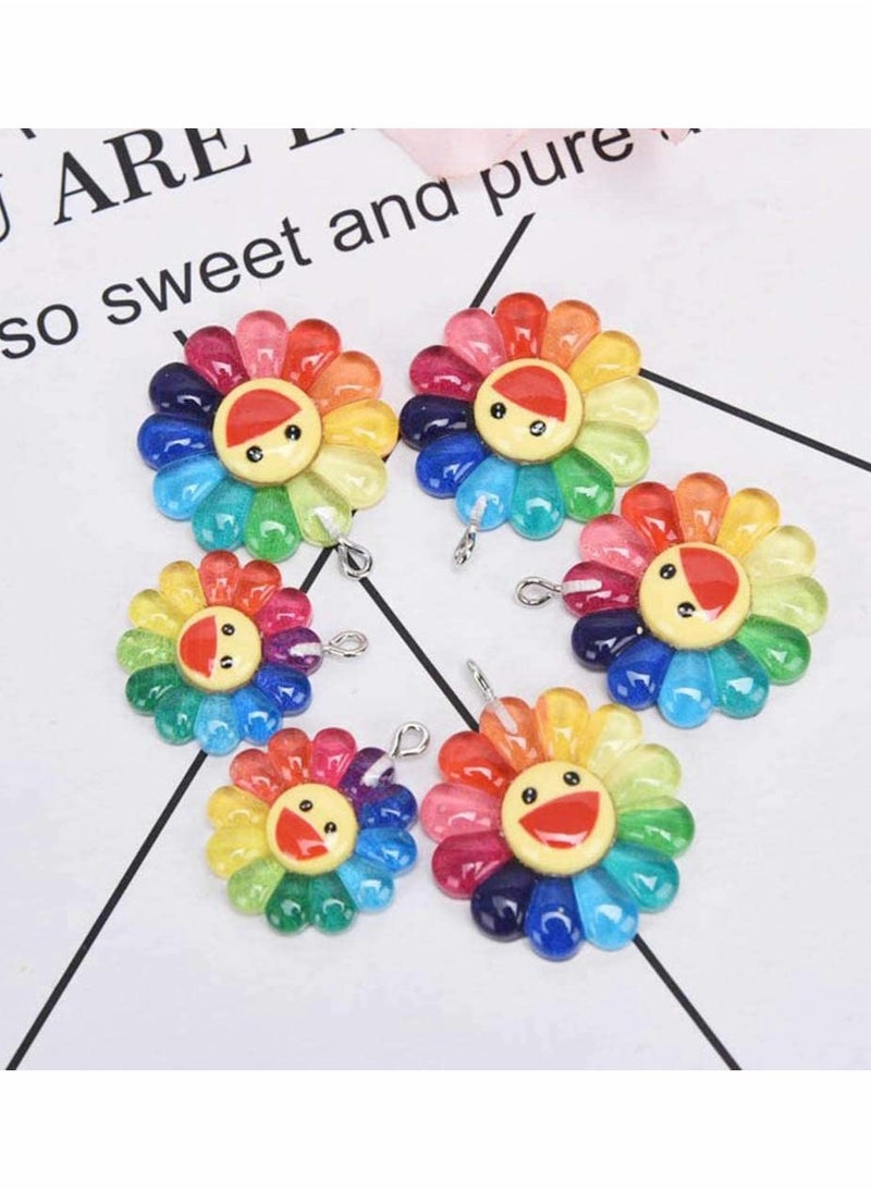 SYOSI - Colorful Transparent Smiley, Sunflower Charms Sun Flower, Pendants Resin Sun Flower, Pendants Charms Sun Sunflower Collection Crafts, for DIY Bracelet Necklace Earring Keychain Making 50 Pcs - Image 1