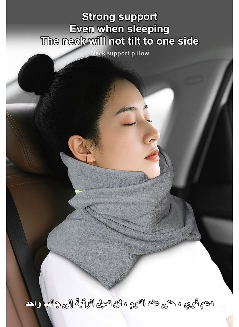general Black Travel Neck Pillow with Dual Support System - Portable Foldable Design for Airplane, Train, Car Travel - Ergonomic U-Shape with Adjustable Magic Tape - Removable Machine-Washable Cover - Ideal for Office Naps & Long Journeys - Perfect Gift for Travelers - Image 2